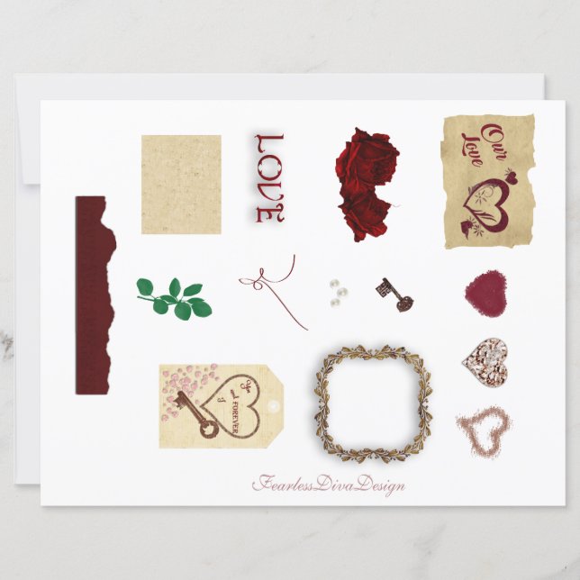 Our Love Junk Journal Embellishments (Front)
