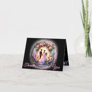 Our Love Reaches The Moon Bride and Groom Thank You Card