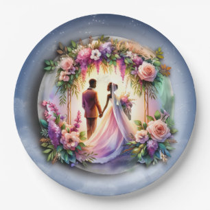Our Love Reaches The Moon Paper Plate
