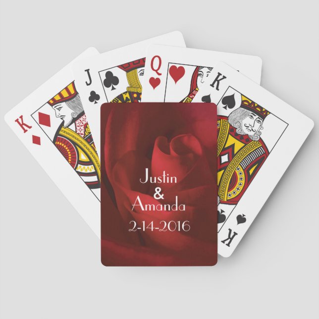 Our Love Romantic Monogrammed Floral Playing Cards (Back)