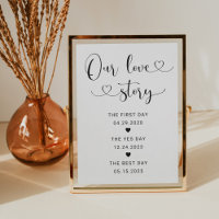Our Love Story Black Heart Script Wedding Sign