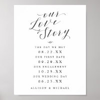 Our Love Story Bride & Groom Timeline Wedding Sign
