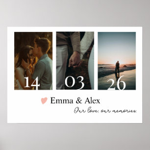 Our Love Story Custom Date Photo Collage Poster