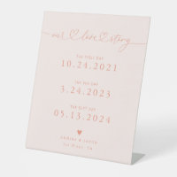Our Love Story Hearts Peach Wedding Timeline