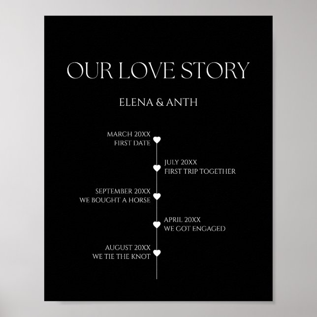 Our Love Story Special Dates Timeline Wedding Sign (Front)