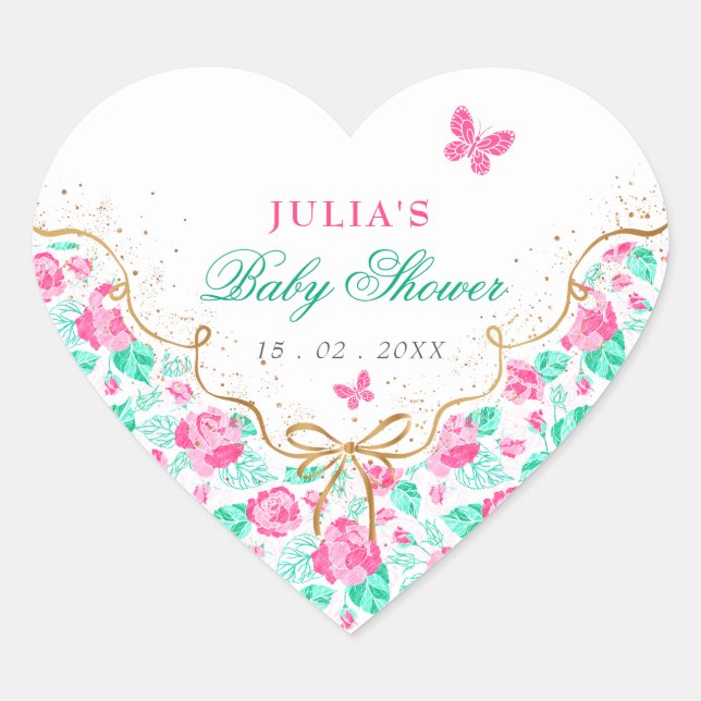 Our Lovely One Baby Shower Heart Sticker (Front)