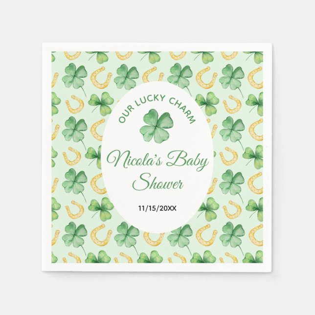 Our Lucky Charm St Patrick's Baby Shower Napkin (Front)
