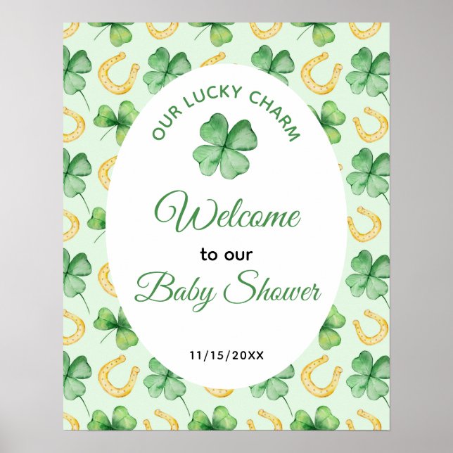 Our Lucky Charm St Patrick's Baby Shower Welcome Poster (Front)