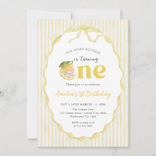 Our main Squeeze Lemon Citrus 1st Birthday Invitation