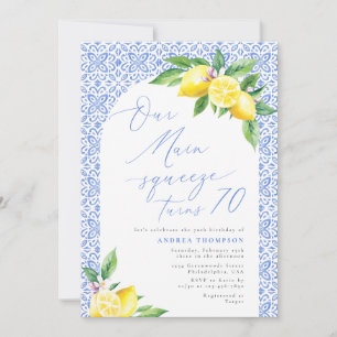 Our Main Squeeze turns 70 Lemon Italian Birthday Invitation