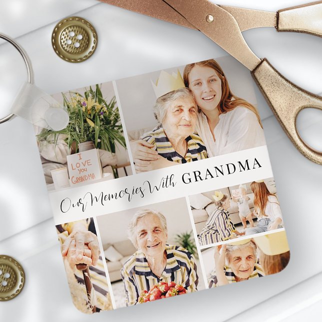 Our Memories with Grandma Modern Photo Collage Keychain (Creator Uploaded)