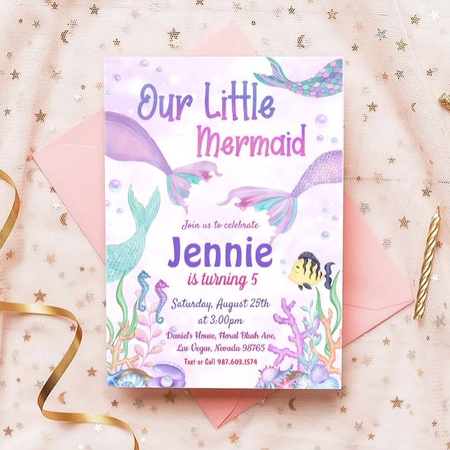 Our Mermaid Birthday Party Under The Sea Party Invitation (Creator Uploaded)