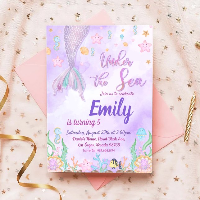 Our Mermaid Birthday Party Under The Sea Party Invitation (Creator Uploaded)