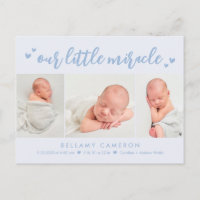Our Miracle Editable Colour Baby Birth Announcemen