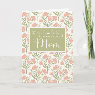 Our Mom Birthday Pink Flower Pattern  Card