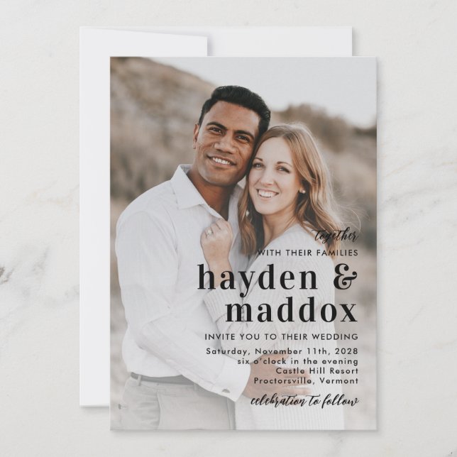 Our Moment Simple Elegant Photo Wedding Invitation (Front)