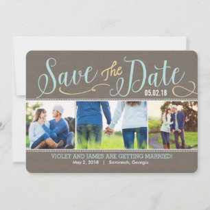 Our Moments Save The Date Card - Blue