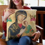 Our Mother of Perpetual Help Blessed Virgin Mary Throw Pillow<br><div class="desc">Featuring a beautiful traditional Catholic / Byzantine image of Our Mother of Perpetual Help with Jesus and the Heavenly Archangels</div>