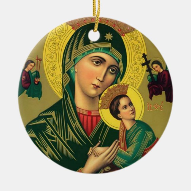 Our Mother of Perpetual Help Jesus Ceramic Ornament (Front)