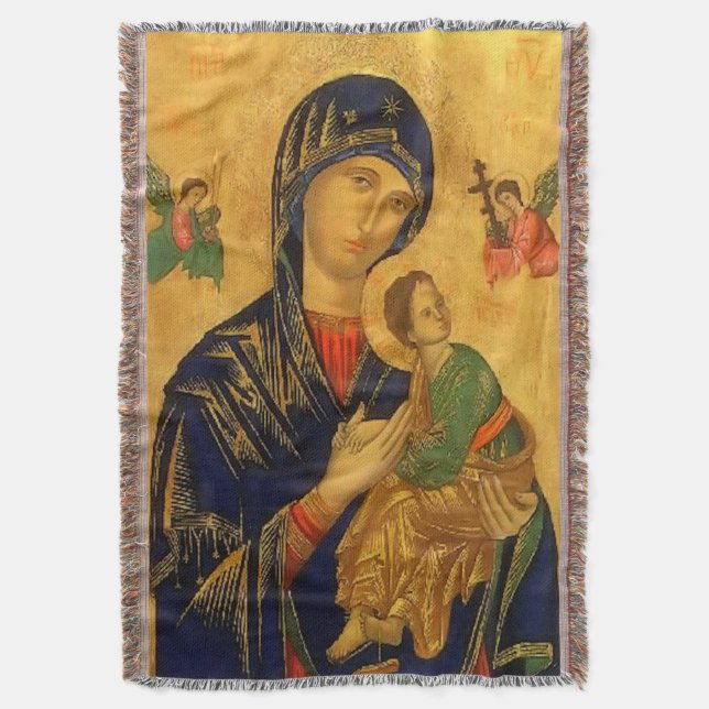 Our Mother of Perpetual Help Throw Blanket (Front Vertical)