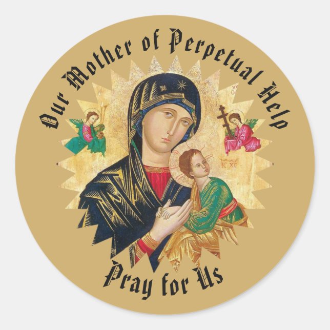Our Mother of Perpetual Help with Baby Jesus Classic Round Sticker (Front)