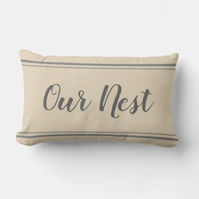 Our Nest Grey and Beige Pillow (Front)