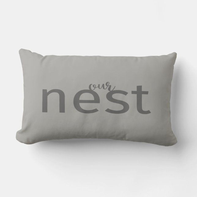 Our Nest Simple Grey Modern Farm Style Pillow (Front)