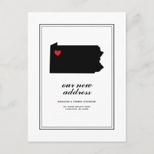 Our New Address in PA   Mark Your City W/Heart Postcard
