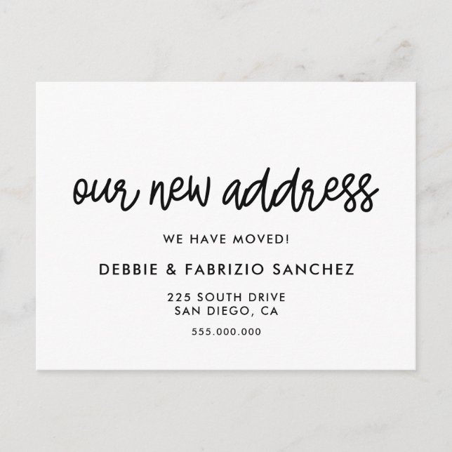 Our new address Simple moving announcement Postcard (Front)
