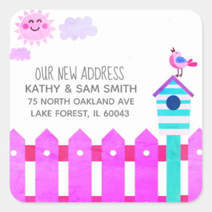 Our New Address Square Sticker