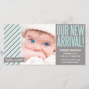 OUR NEW ARRIVAL IN GRAY   BIRTH ANNOUNCEMENT