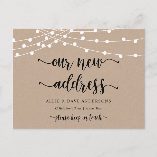 Our New Home Address, Moving Announcement, Kraft Postcard (Front)