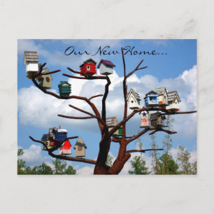 "Our New Home..." Bird Houses Announcement Postcard