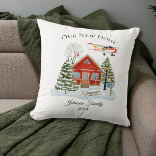 Our New Home Cessna Airplane Cute Watercolor Throw Pillow