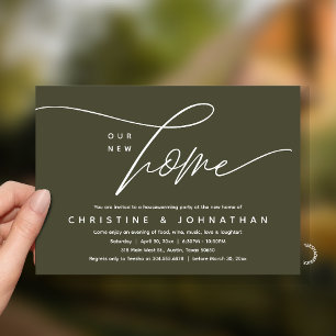 Our New Home, Cozy Lovely Olive Housewarming Party Invitation