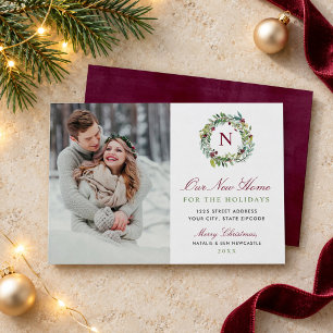 Our New Home for the Holidays Wreath Photo Holiday Card