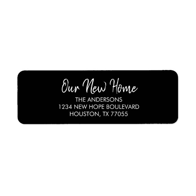 Our New Home Modern Black Return Address Labels  (Front)