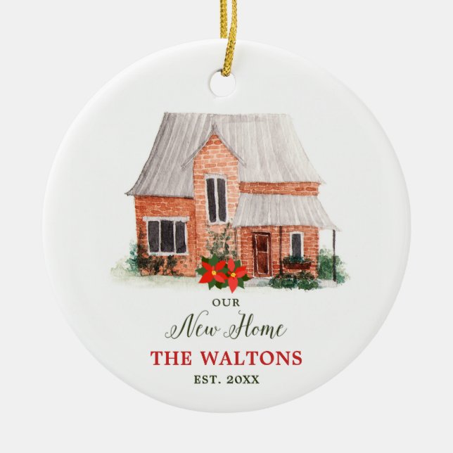 Our New Home Personalized First Christmas Address Ceramic Ornament (Front)