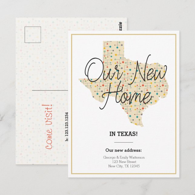Our New Home - Texas Moving Announcement Postcard (Front/Back)
