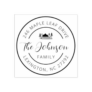 Our New House Address Announcement Round  Rubber Stamp