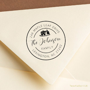 Our New House Address Announcement Round Rubber Stamp