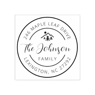 Our New House Address Announcement Round  Rubber Stamp