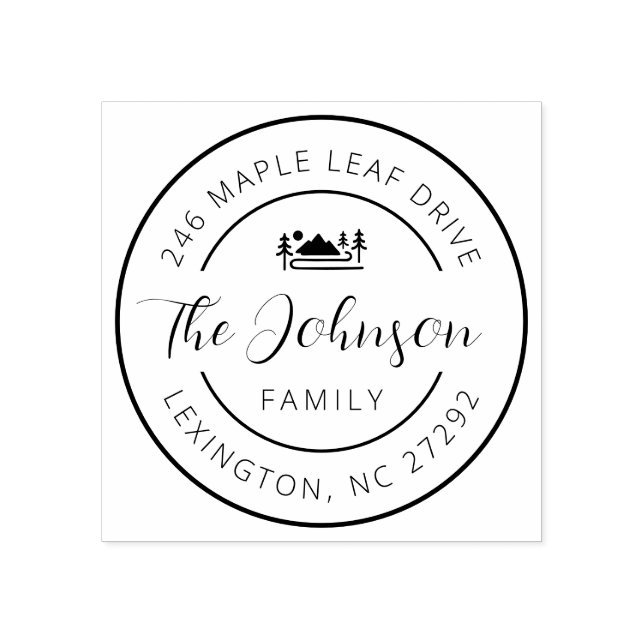 Our New House Address Announcement Round  Rubber Stamp (Imprint)