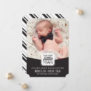 Our New Little Man Bow Tie Classic Photo Birth Announcement