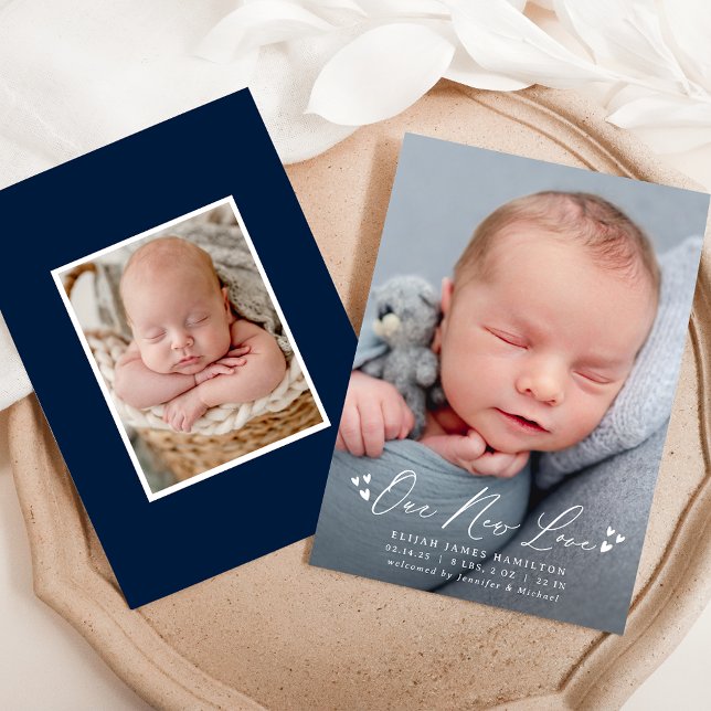 Our New Love Script Photo Birth Announcement (Creator Uploaded)