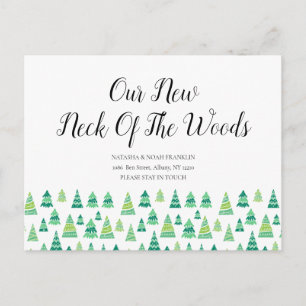 Our New Neck Of The Woods Forest New Home Address Announcement Postcard
