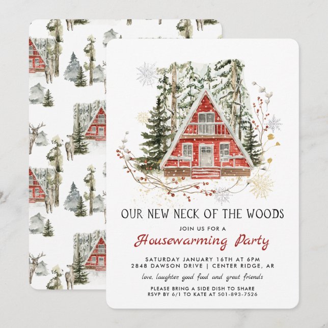 Our New Neck of the Woods Housewarming Party  Invitation (Front/Back)