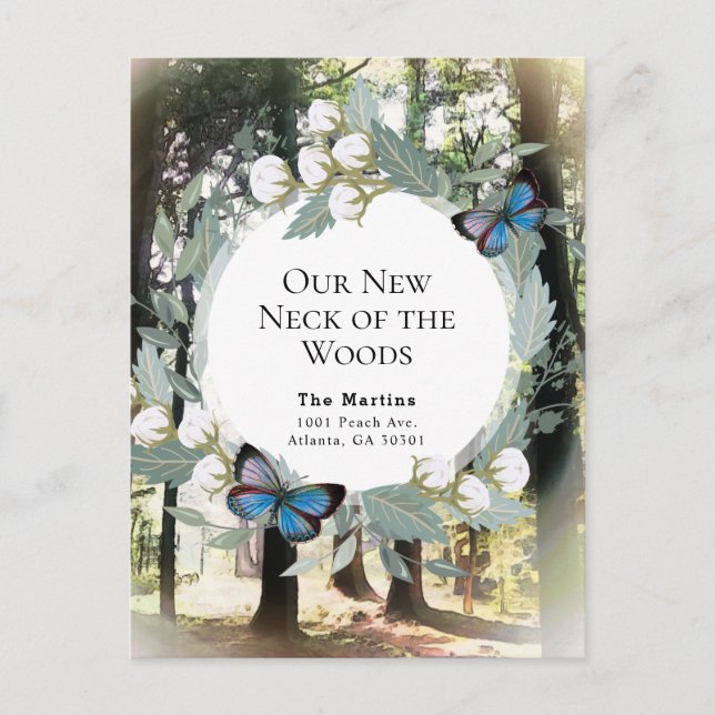 Our New Neck of the Woods Moving Announcement (Front)