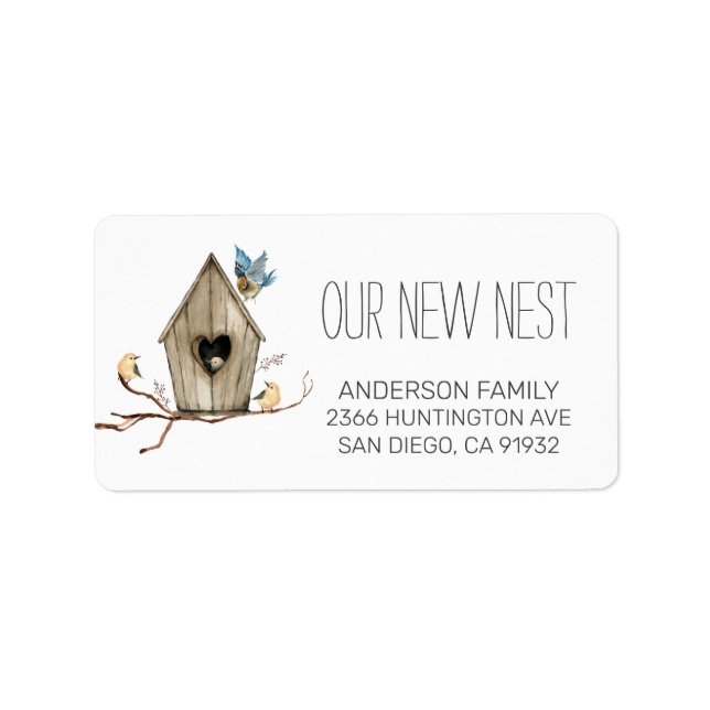 Our New Nest Birdhouse Return Address Label (Front)