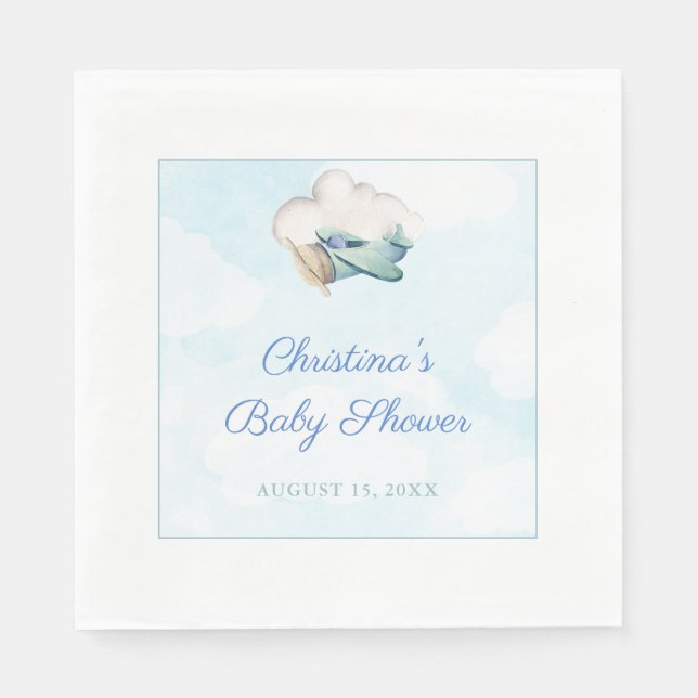 Our Next Adventure Travel Theme Baby Shower Napkin (Front)